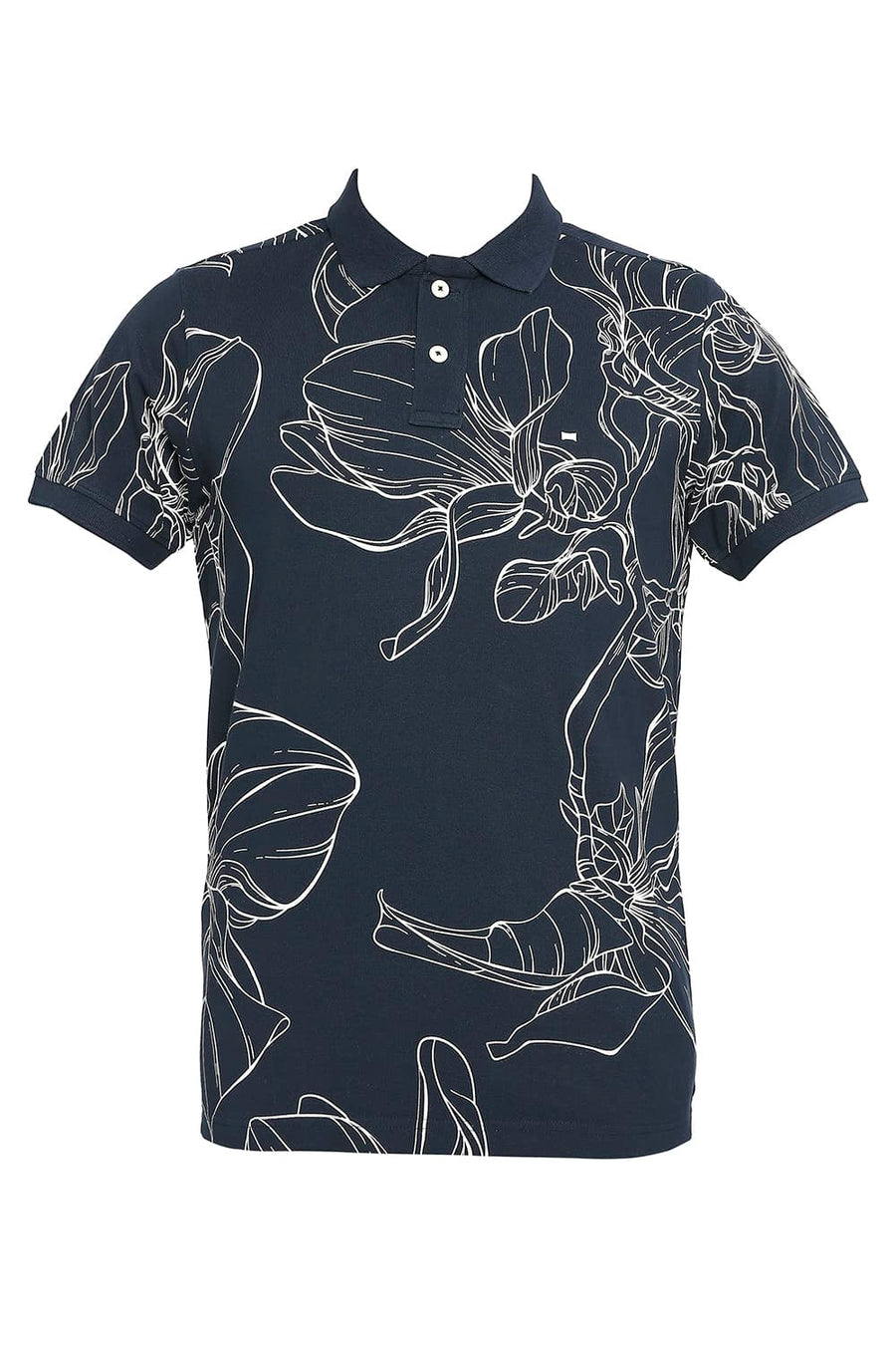 BASICS MUSCLE FIT CARBON PRINTED POLO T-SHIRT