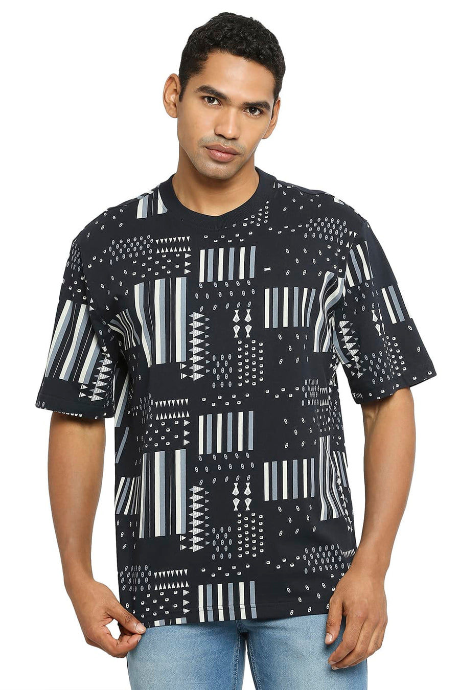 BASICS RELAXED FIT BLACKBEAUTY PRINTED CREW T-SHIRT
