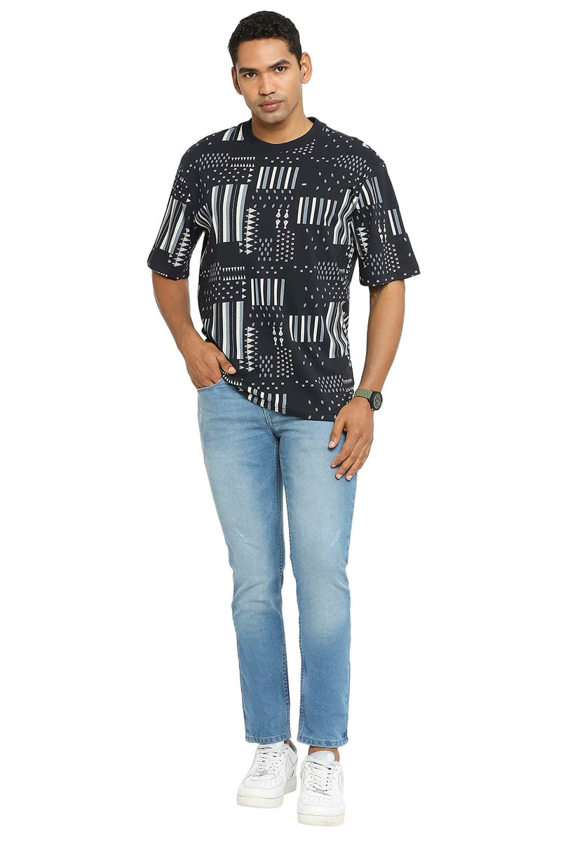 BASICS RELAXED FIT PRINTED CREW T-SHIRT