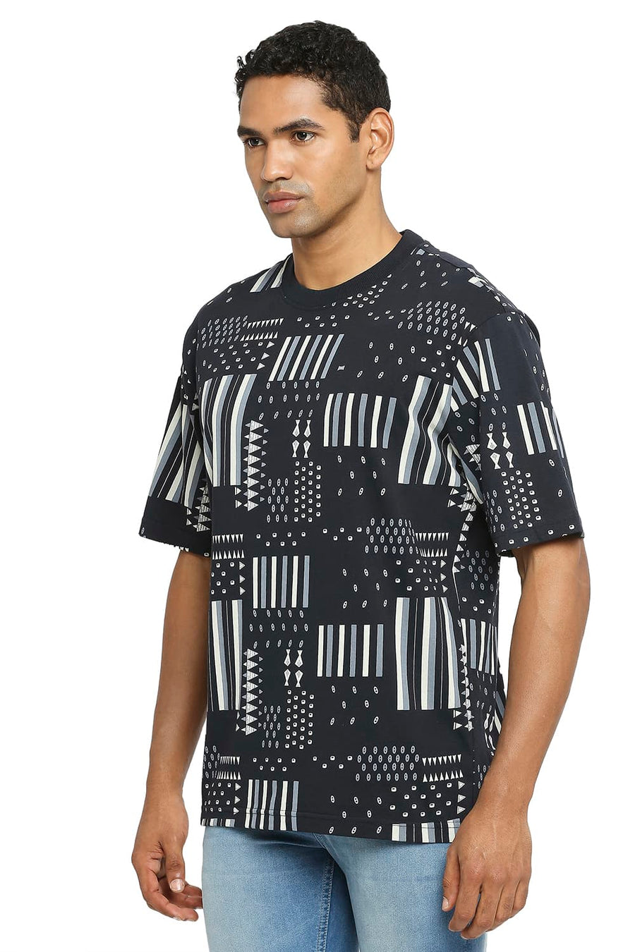 BASICS RELAXED FIT BLACKBEAUTY PRINTED CREW T-SHIRT