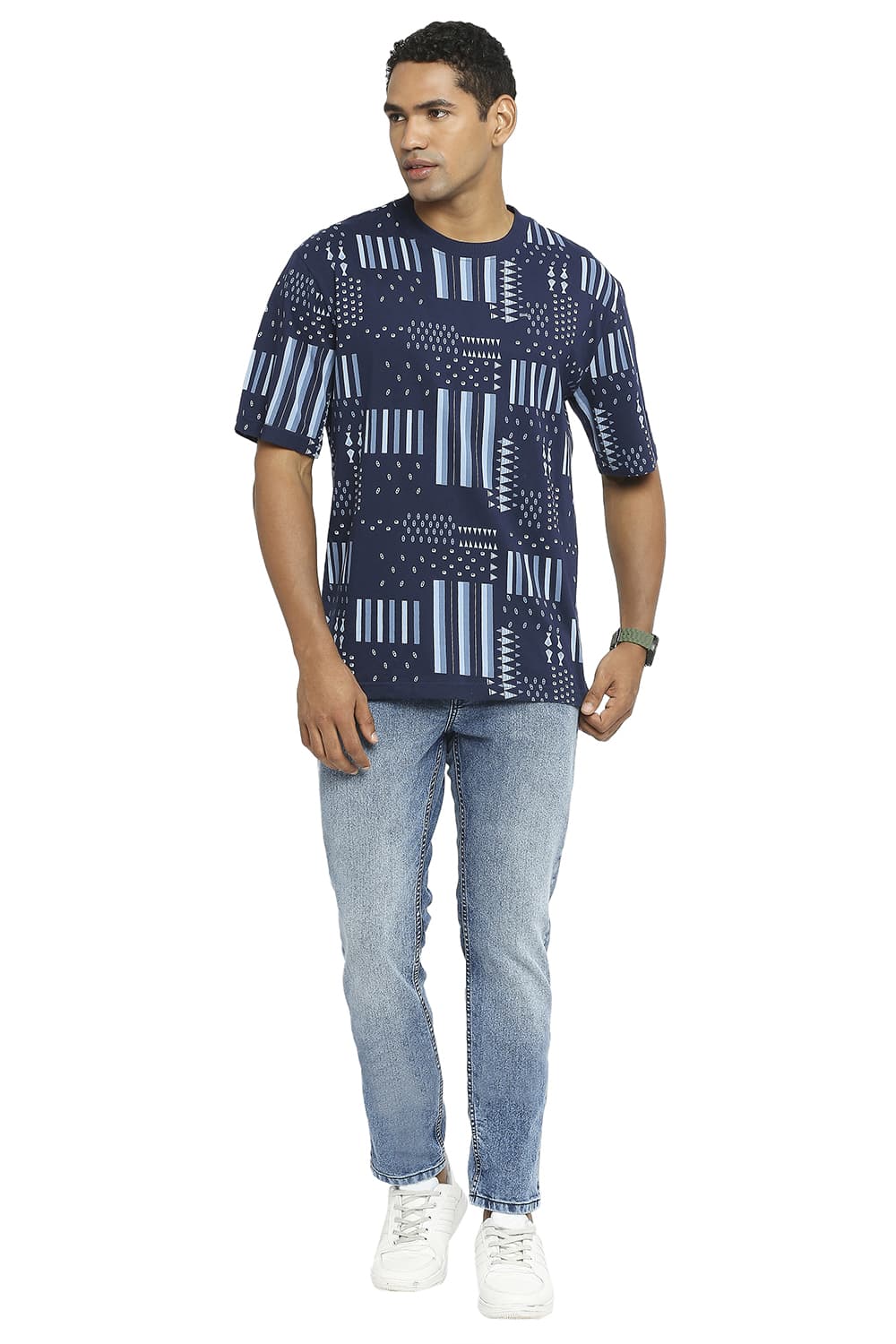 BASICS RELAXED FIT PRINTED CREW T-SHIRT