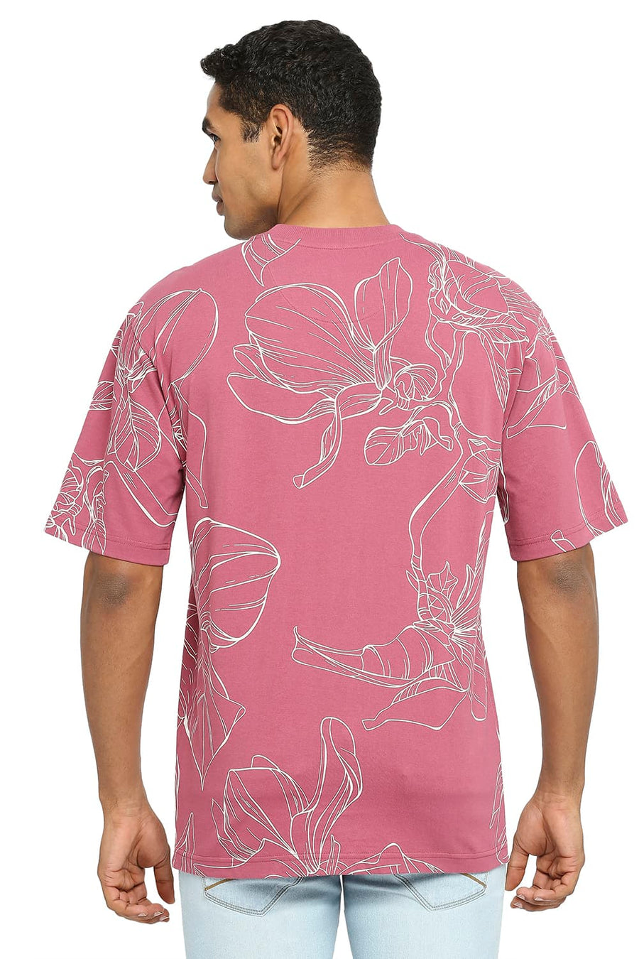 BASICS RELAXED FIT DRY ROSE PRINTED CREW T-SHIRT