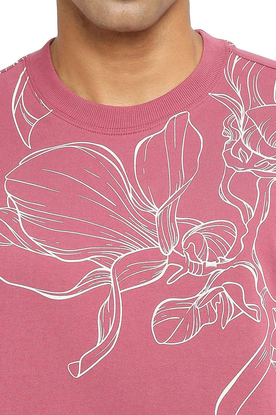 BASICS RELAXED FIT DRY ROSE PRINTED CREW T-SHIRT