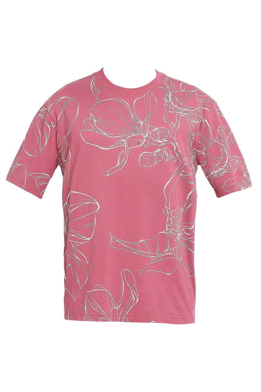BASICS RELAXED FIT DRY ROSE PRINTED CREW T-SHIRT