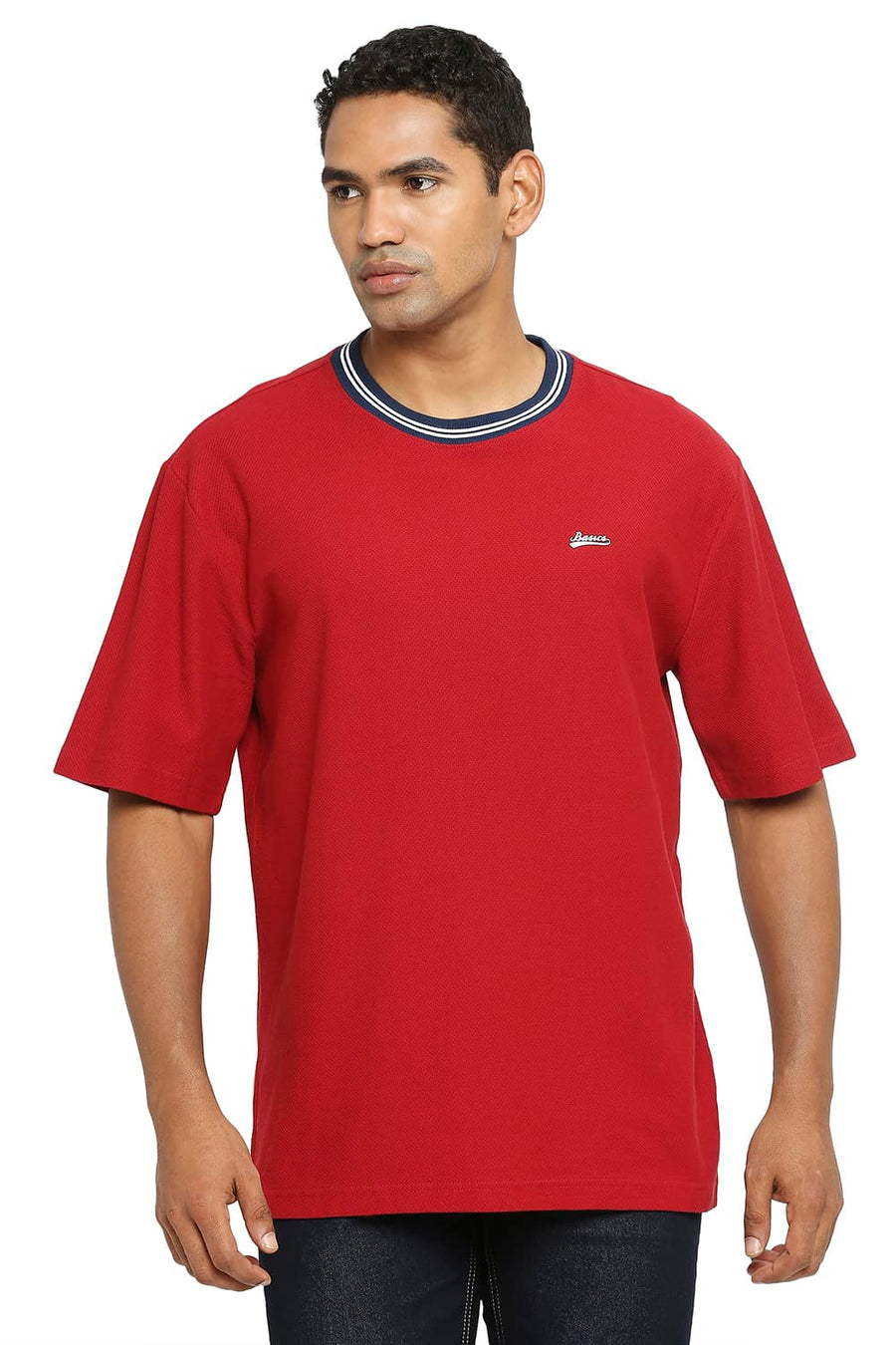 BASICS RELAXED FIT KARANDA RED CREW T-SHIRT