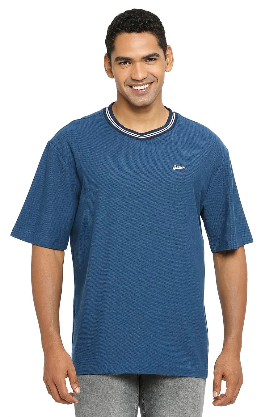 BASICS RELAXED FIT SAILOR BLUE CREW T-SHIRT