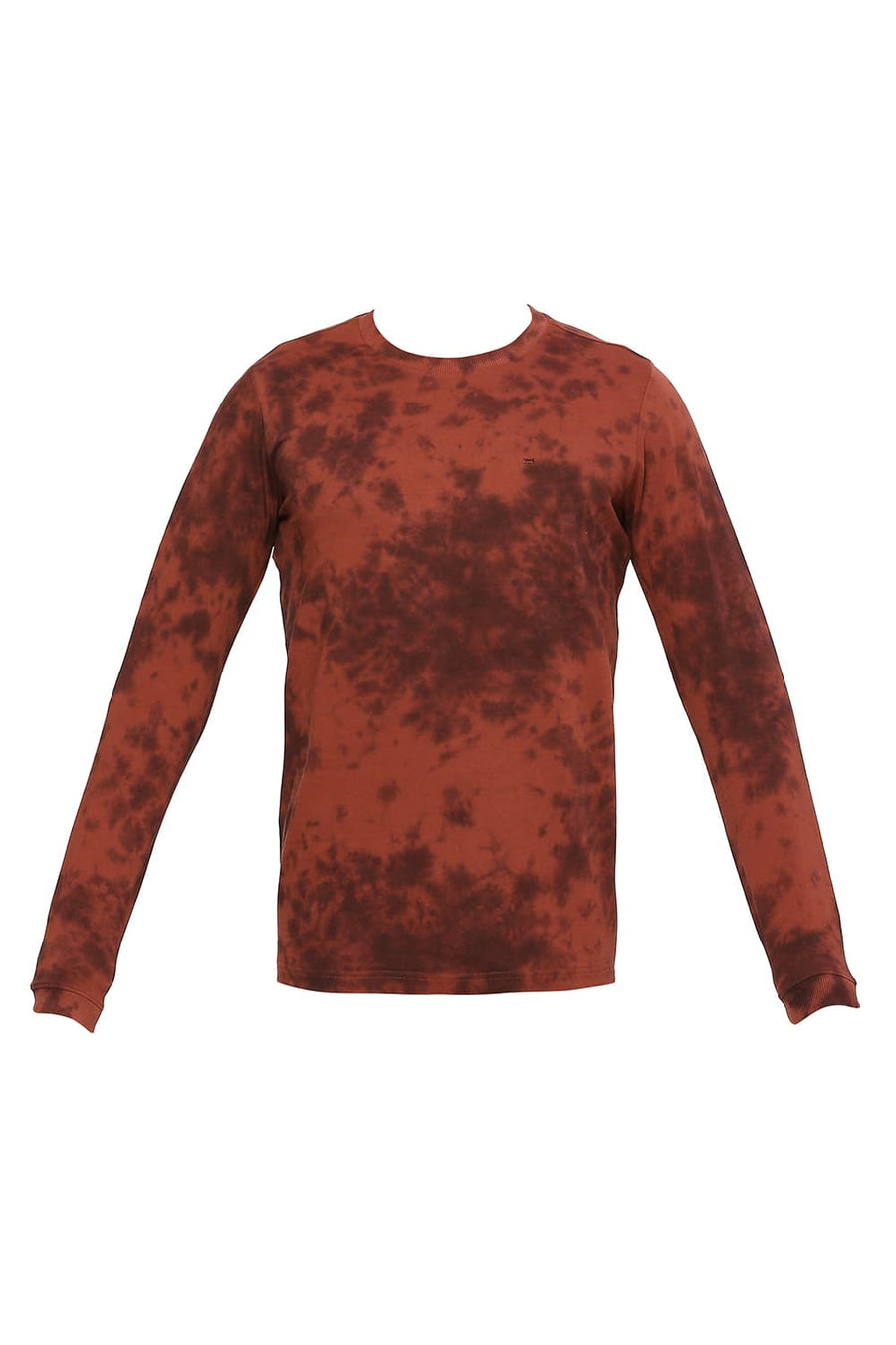 BASICS MUSCLE FIT DEEP MAHOGANY TIE DYE CREW T-SHIRT