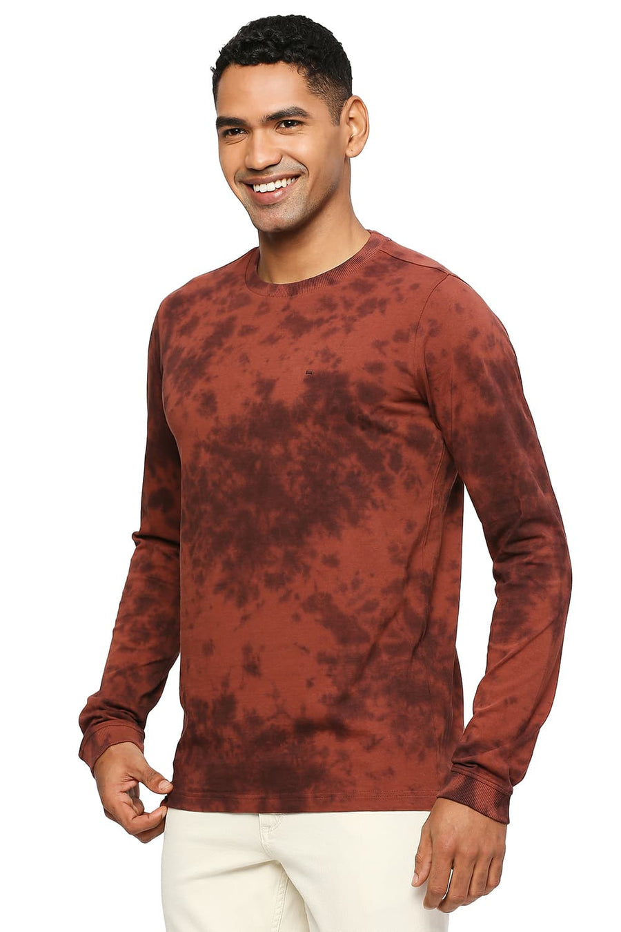 BASICS MUSCLE FIT DEEP MAHOGANY TIE DYE CREW T-SHIRT