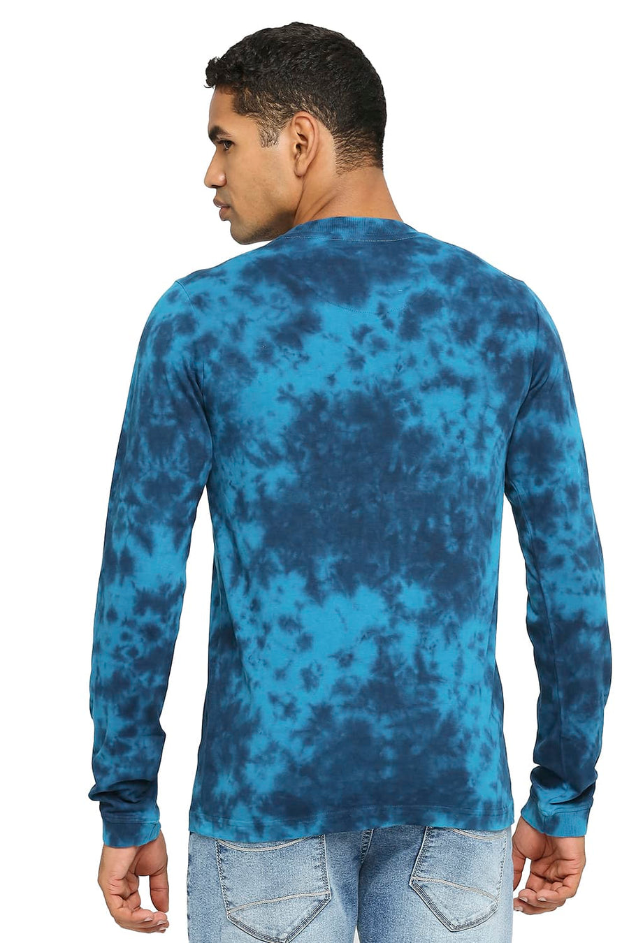 BASICS MUSCLE FIT CRYSTAL TEAL TIE DYE CREW T-SHIRT