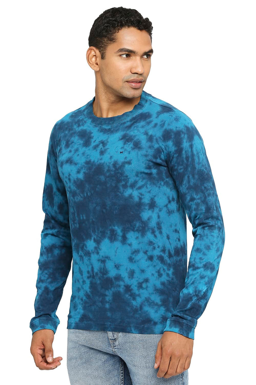 BASICS MUSCLE FIT CRYSTAL TEAL TIE DYE CREW T-SHIRT