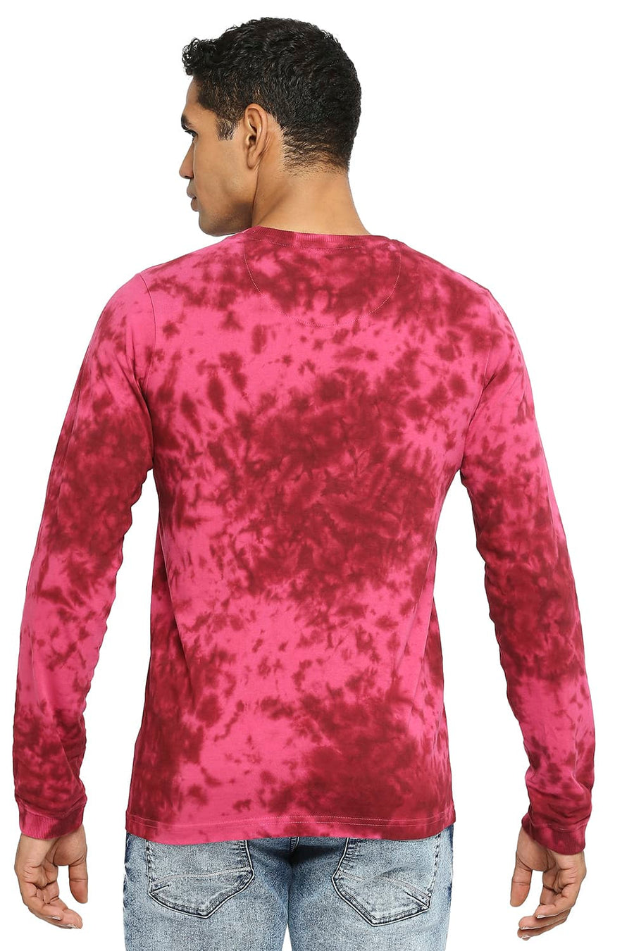 BASICS MUSCLE FIT SANGRIA TIE DYE CREW T-SHIRT