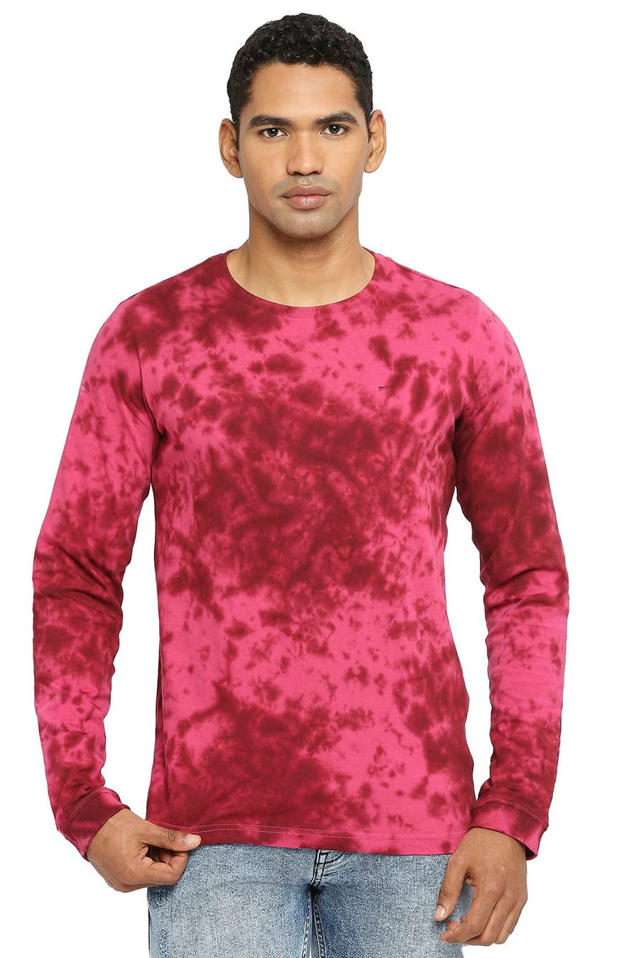 BASICS MUSCLE FIT SANGRIA TIE DYE CREW T-SHIRT