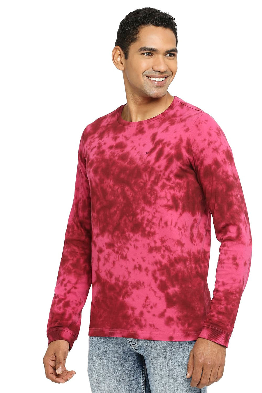 BASICS MUSCLE FIT SANGRIA TIE DYE CREW T-SHIRT