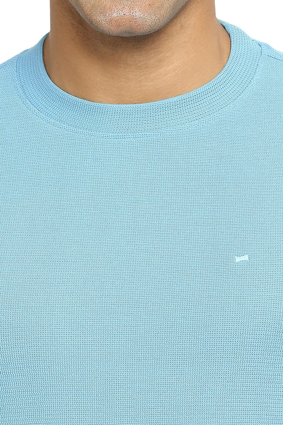 BASICS MUSCLE FIT DELPHINIUM BLUE CREW T-SHIRT