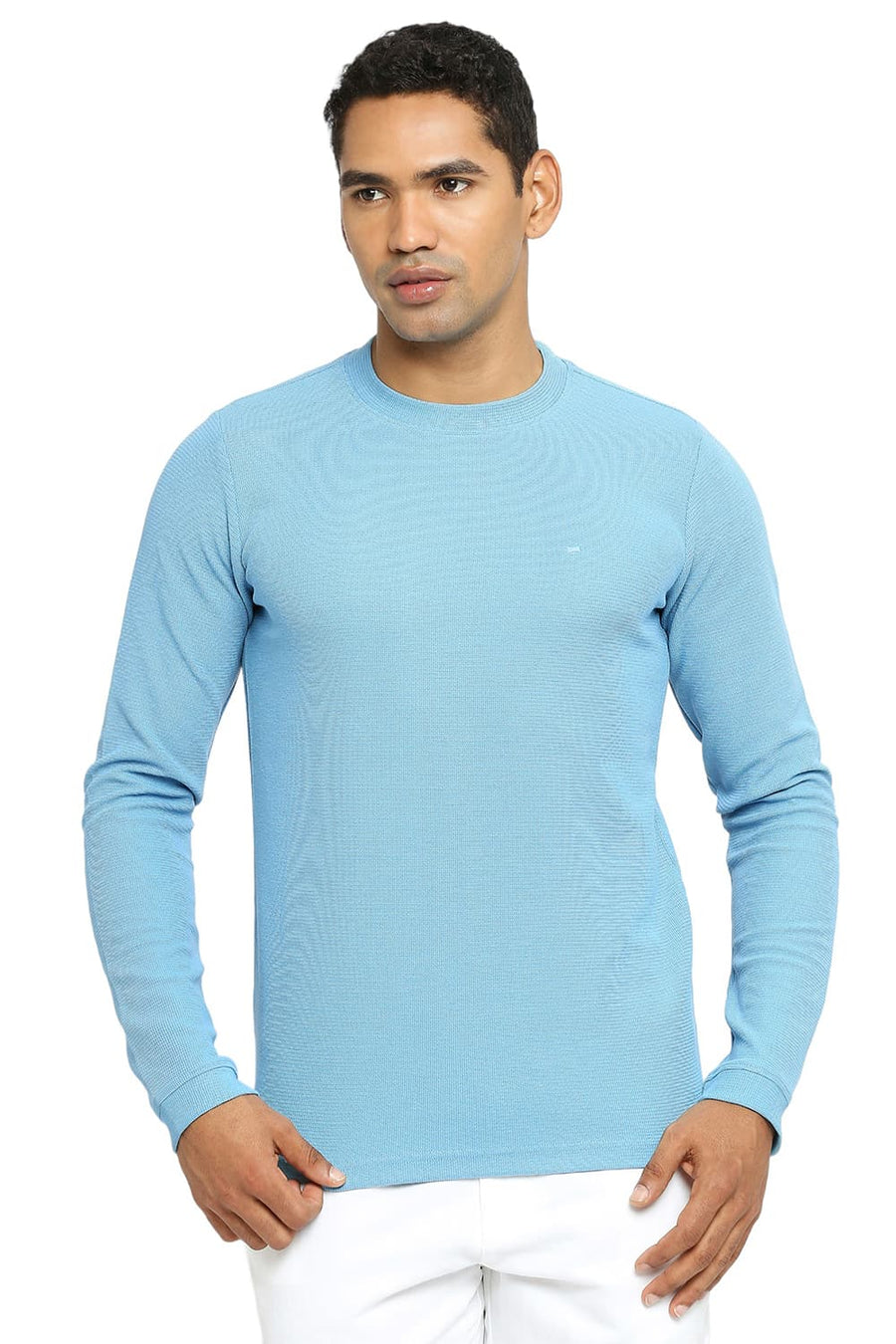 BASICS MUSCLE FIT DELPHINIUM BLUE CREW T-SHIRT