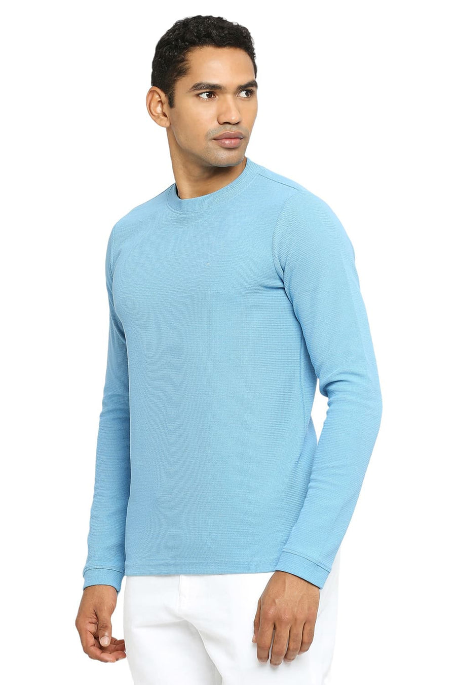 BASICS MUSCLE FIT DELPHINIUM BLUE CREW T-SHIRT