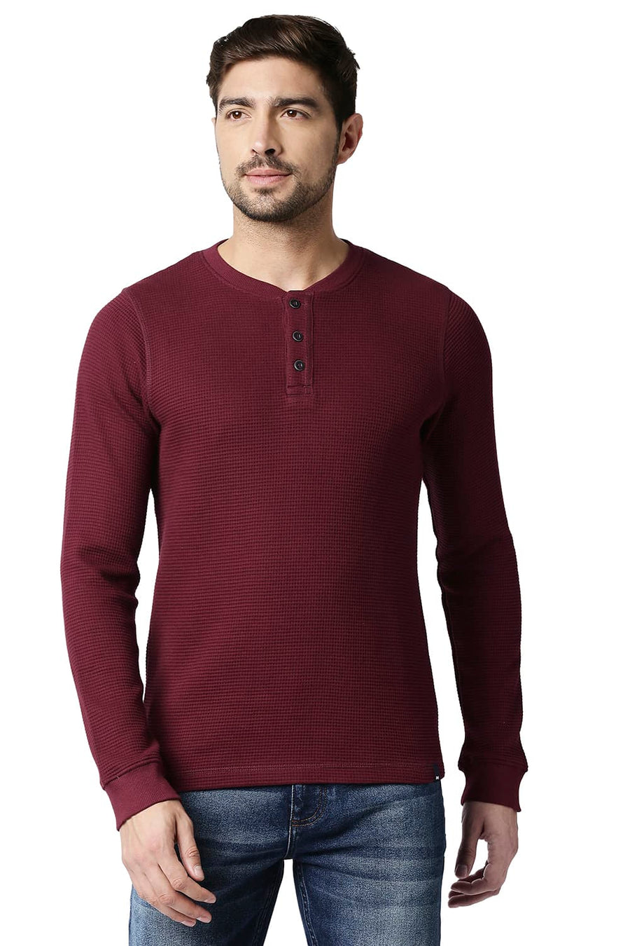 BASICS MUSCLE FIT PORT ROYALE HENLEY T-SHIRT