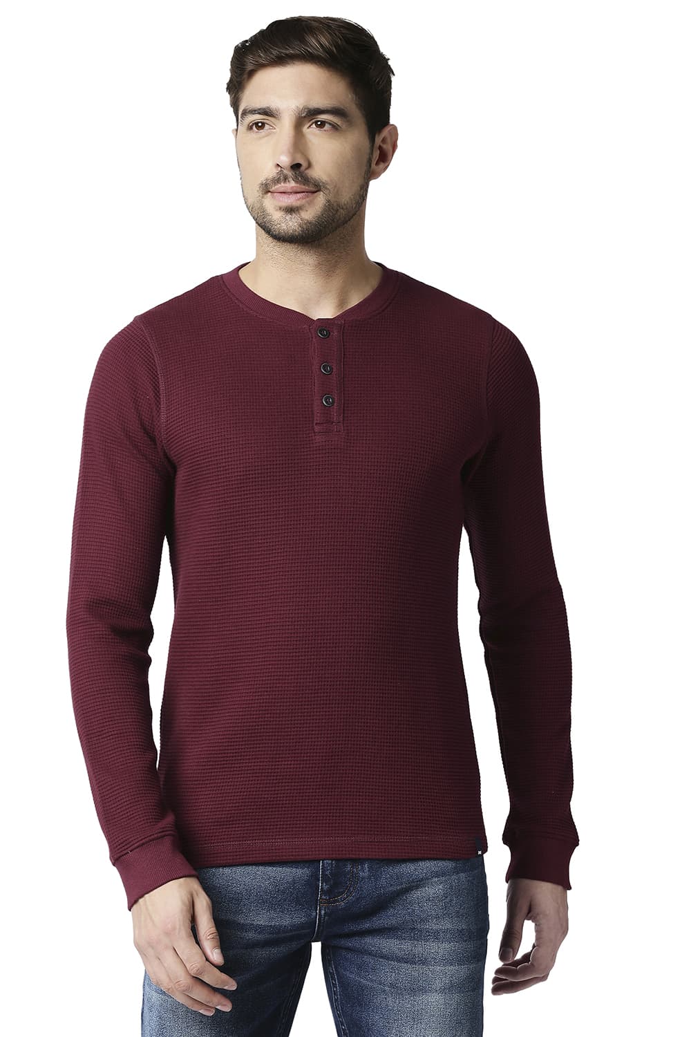 BASICS MUSCLE FIT HENLEY T-SHIRT