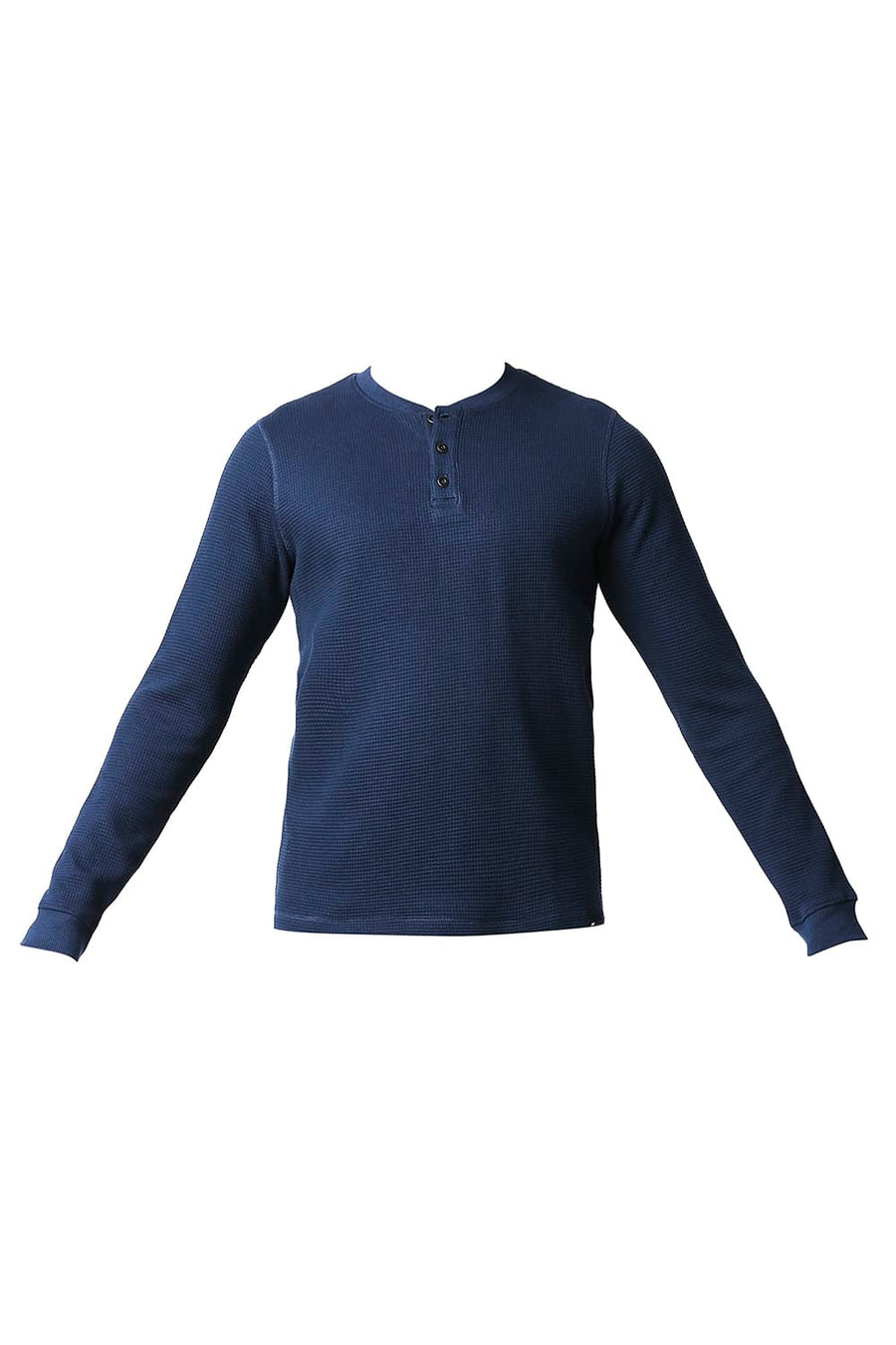 BASICS MUSCLE FIT PAGEANT BLUE HENLEY T-SHIRT