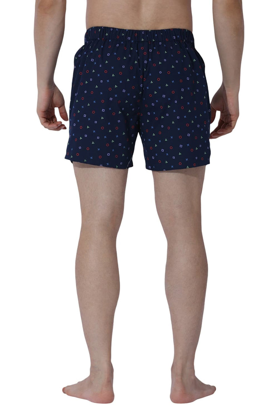 BASICS COMFORT FIT NAVY COTTON PRINTED BOXER SHORTS