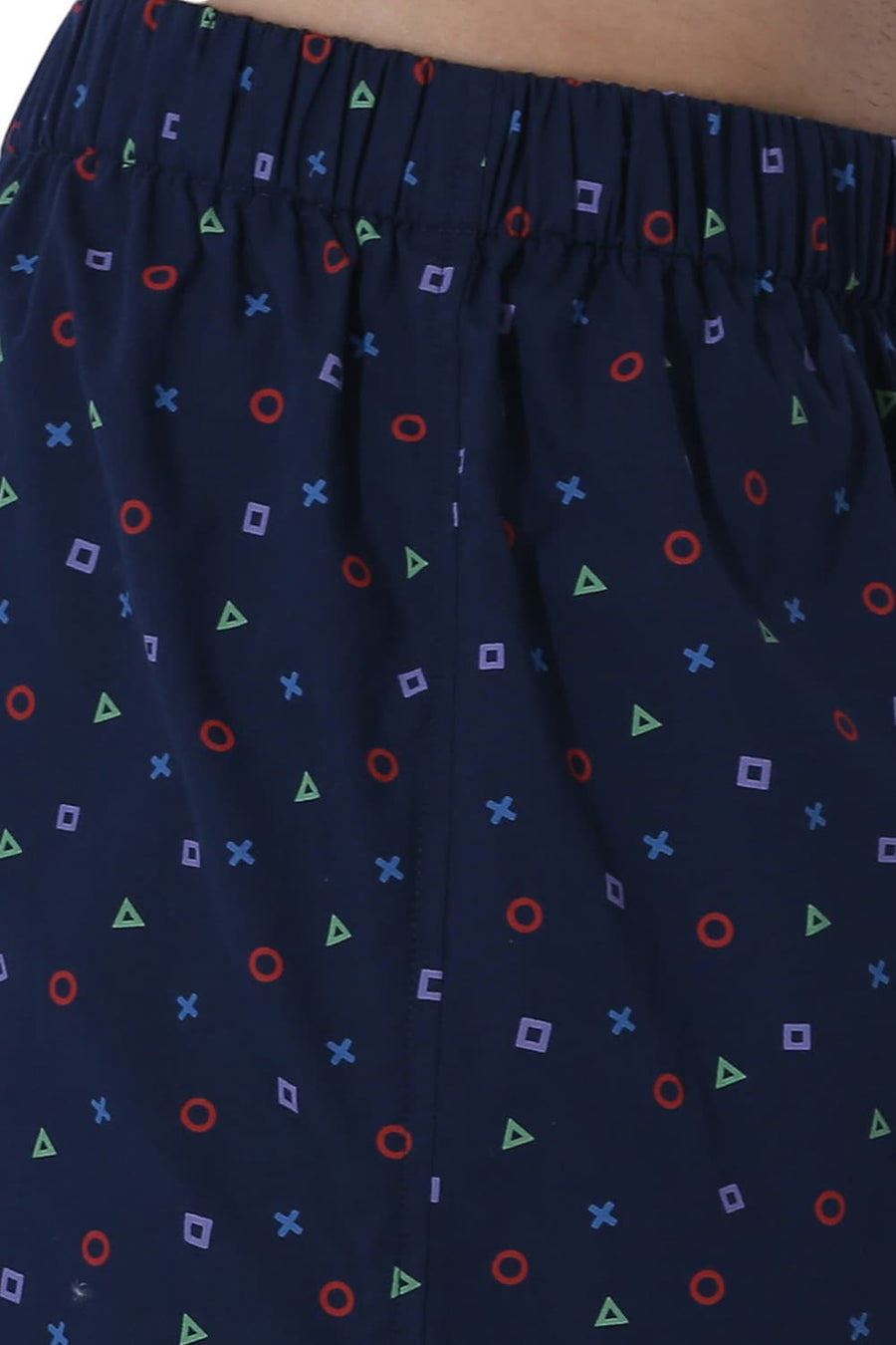 BASICS COMFORT FIT NAVY COTTON PRINTED BOXER SHORTS