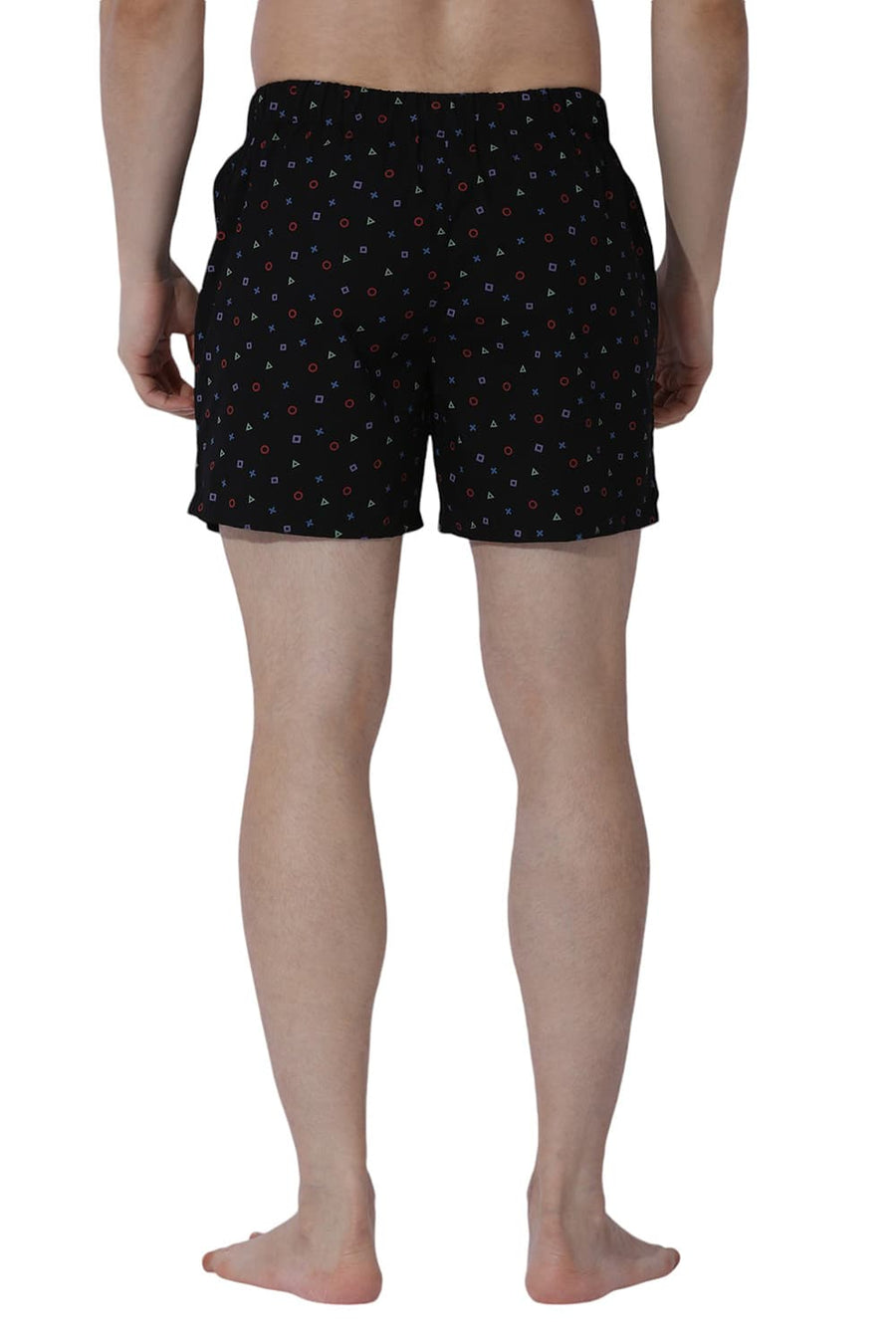 BASICS COMFORT FIT BLACK COTTON PRINTED BOXER SHORTS