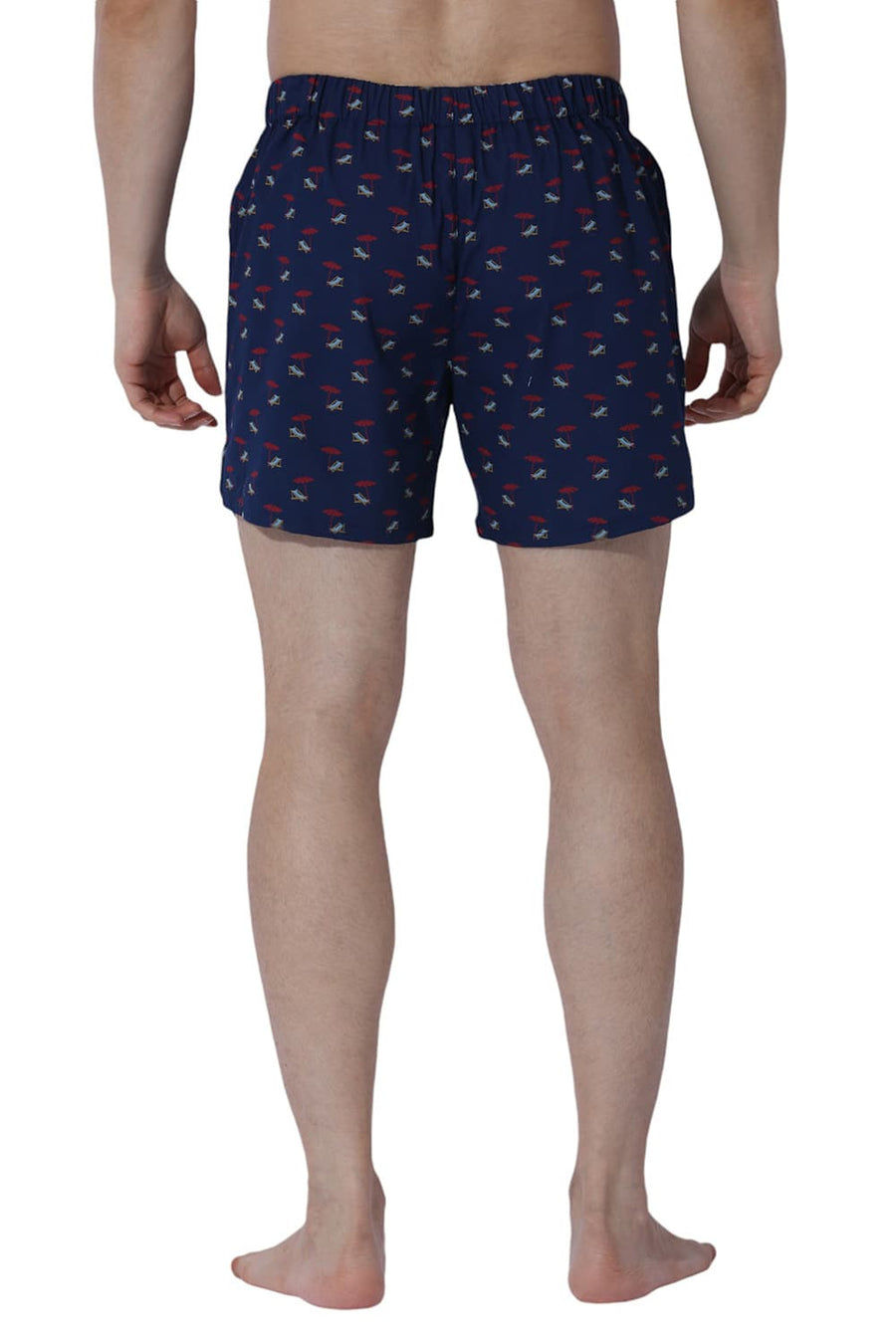 BASICS COMFORT FIT NAVY COTTON PRINTED BOXER SHORTS