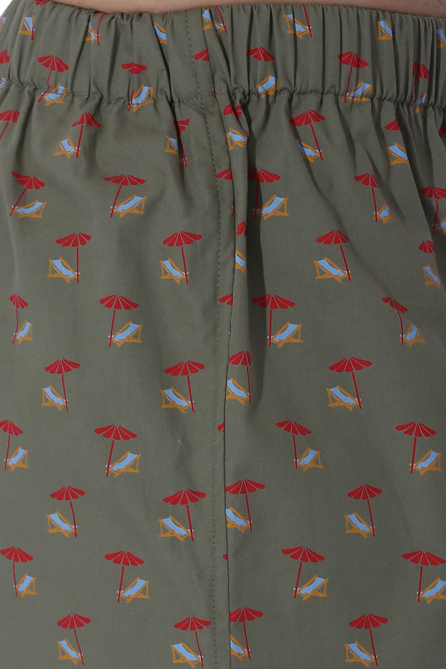 BASICS COMFORT FIT OLIVE COTTON PRINTED BOXER SHORTS