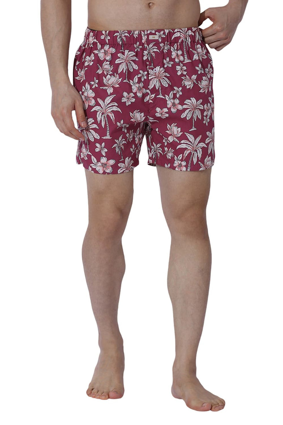 BASICS COMFORT FIT PINK COTTON PRINTED BOXER SHORTS