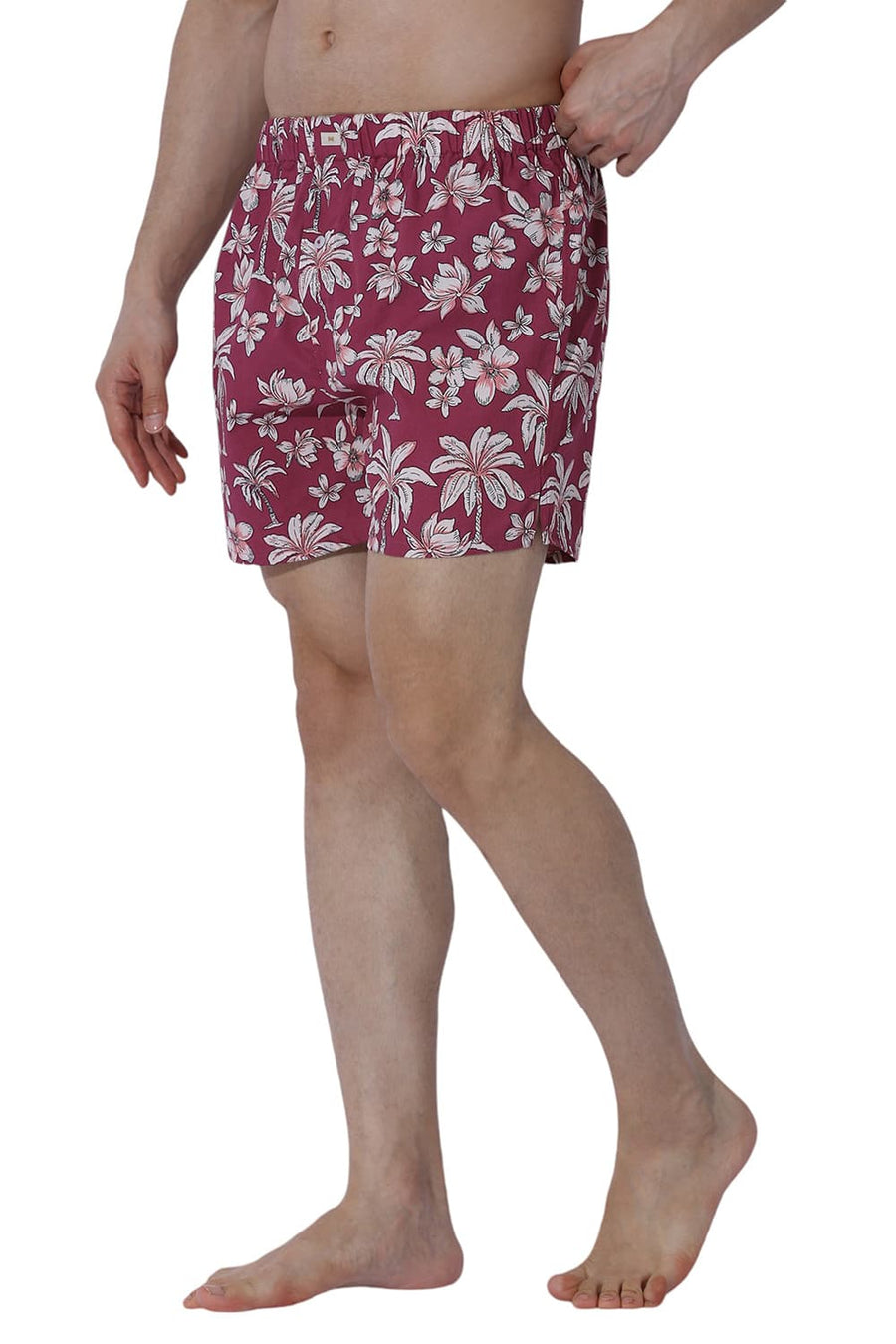 BASICS COMFORT FIT PINK COTTON PRINTED BOXER SHORTS