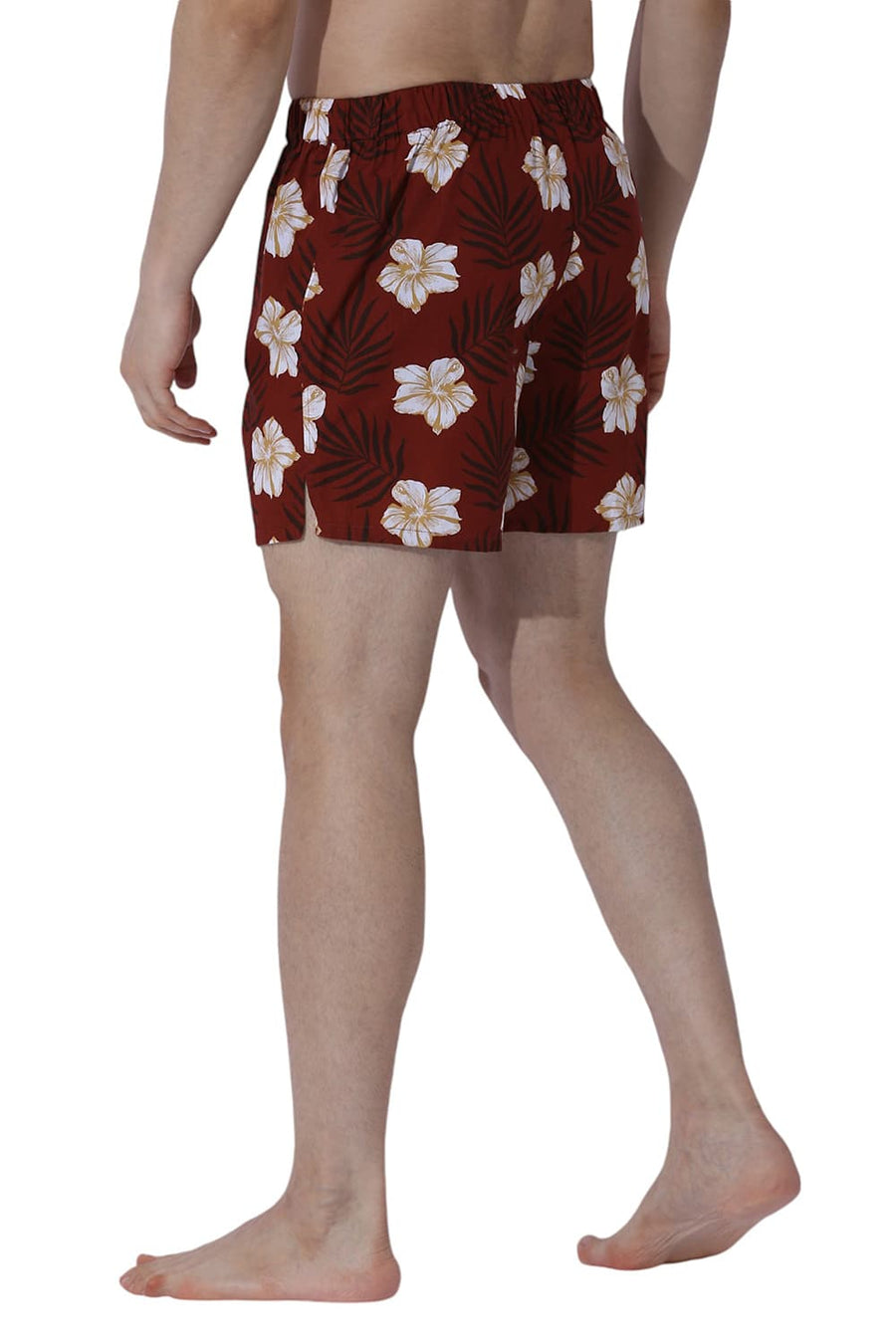 BASICS COMFORT FIT RED COTTON PRINTED BOXER SHORTS