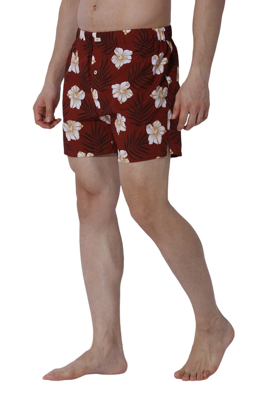 BASICS COMFORT FIT RED COTTON PRINTED BOXER SHORTS