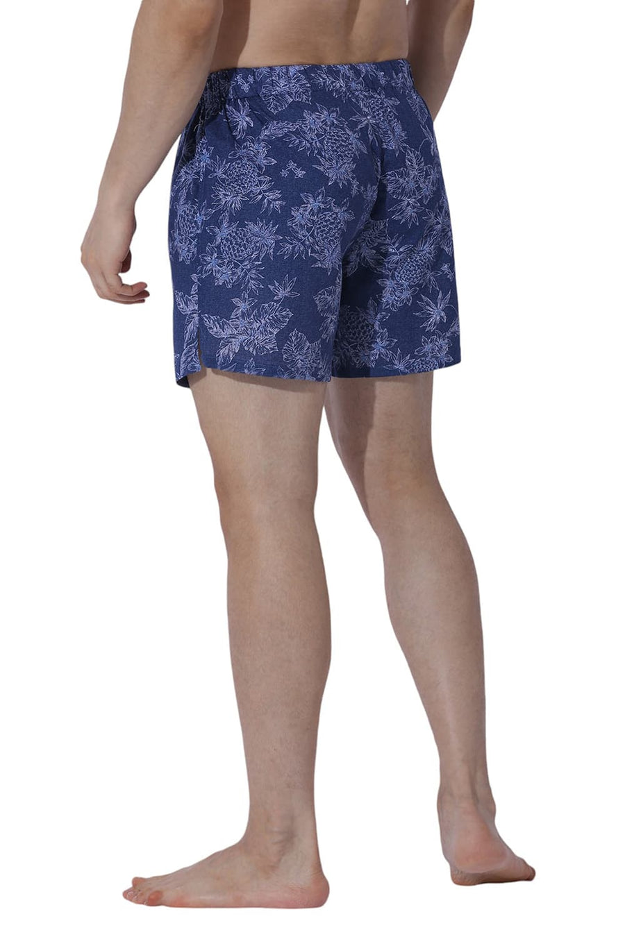 BASICS COMFORT FIT NAVY COTTON PRINTED BOXER SHORTS