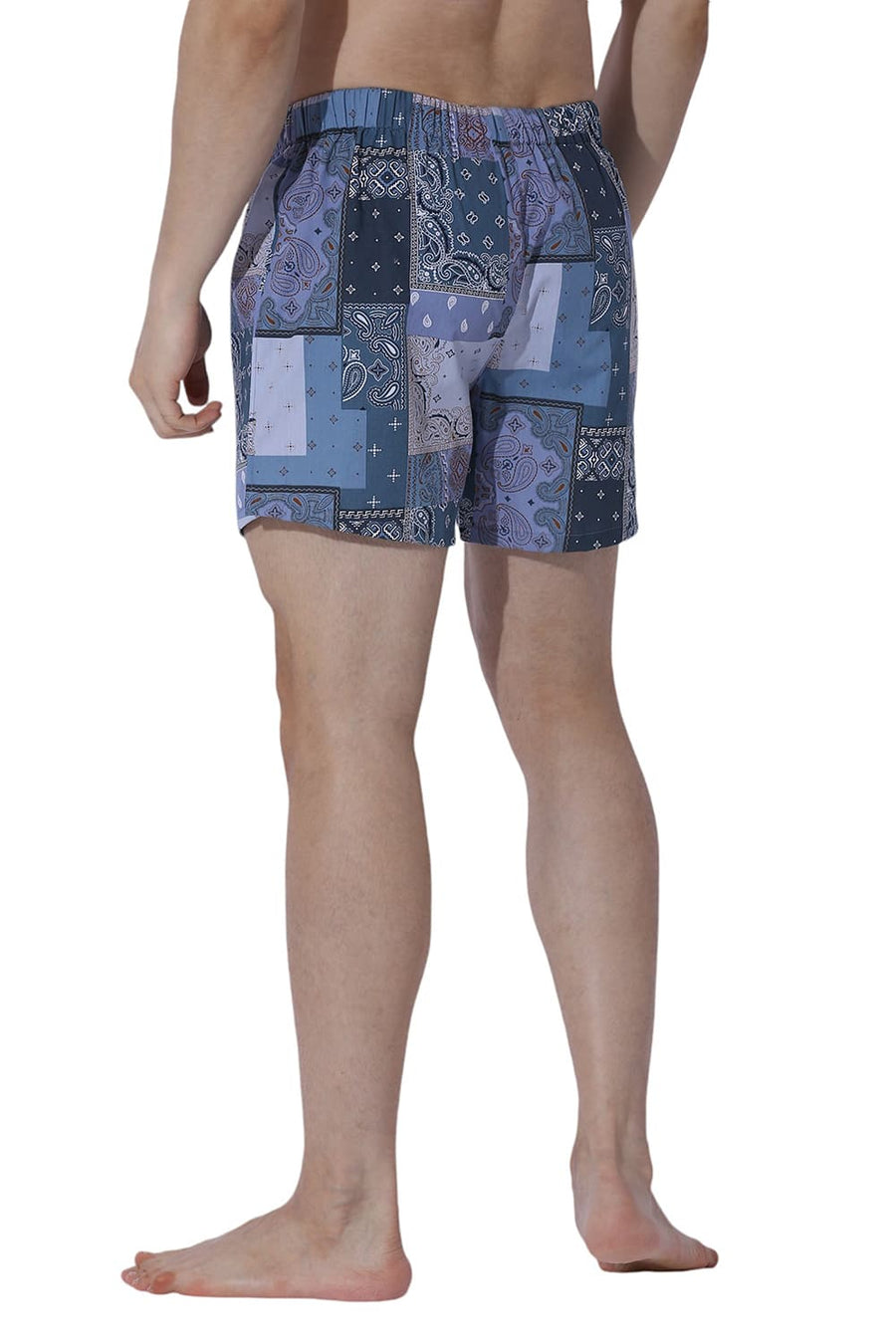 BASICS COMFORT FIT GREY COTTON PRINTED BOXER SHORTS