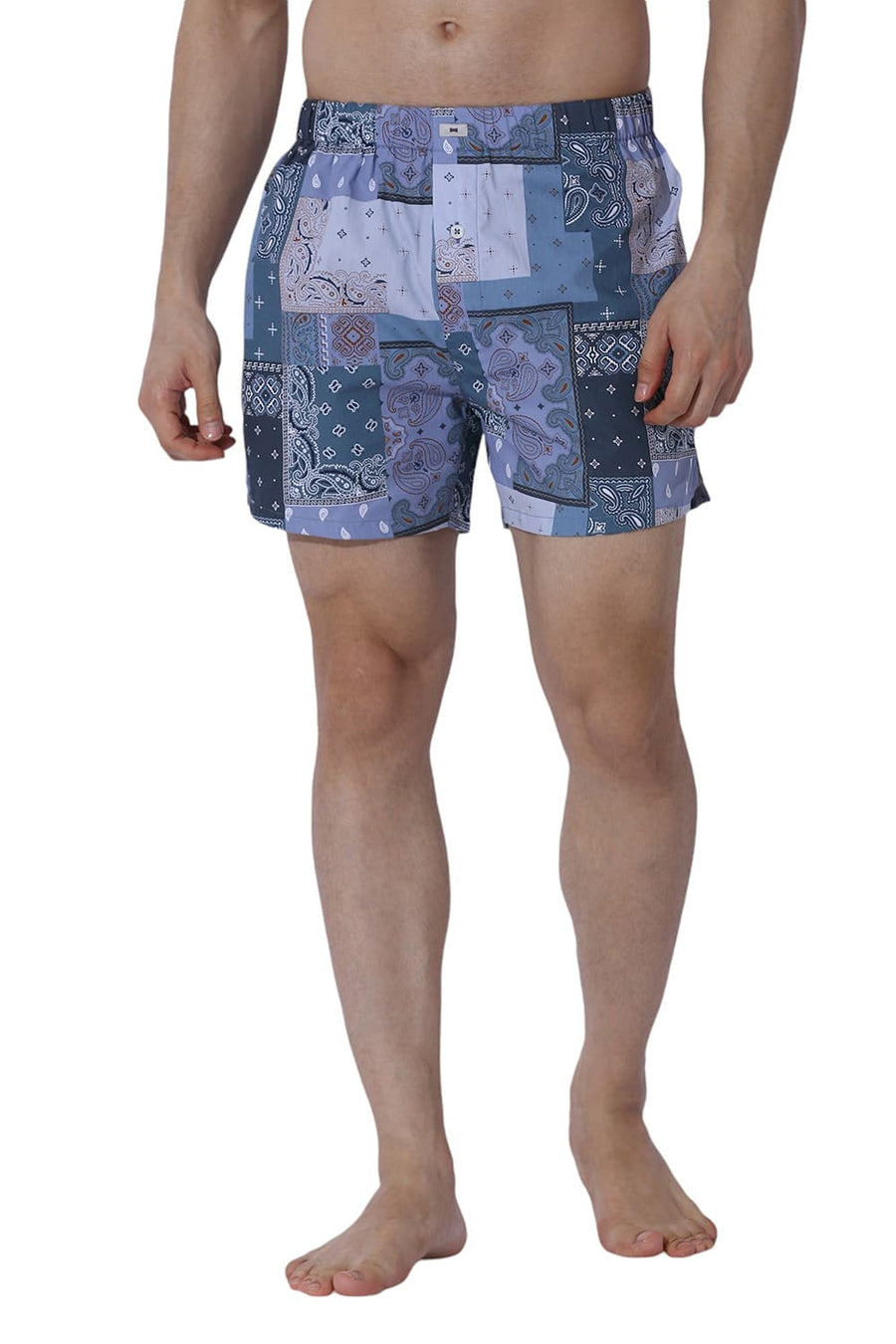 BASICS COMFORT FIT GREY COTTON PRINTED BOXER SHORTS