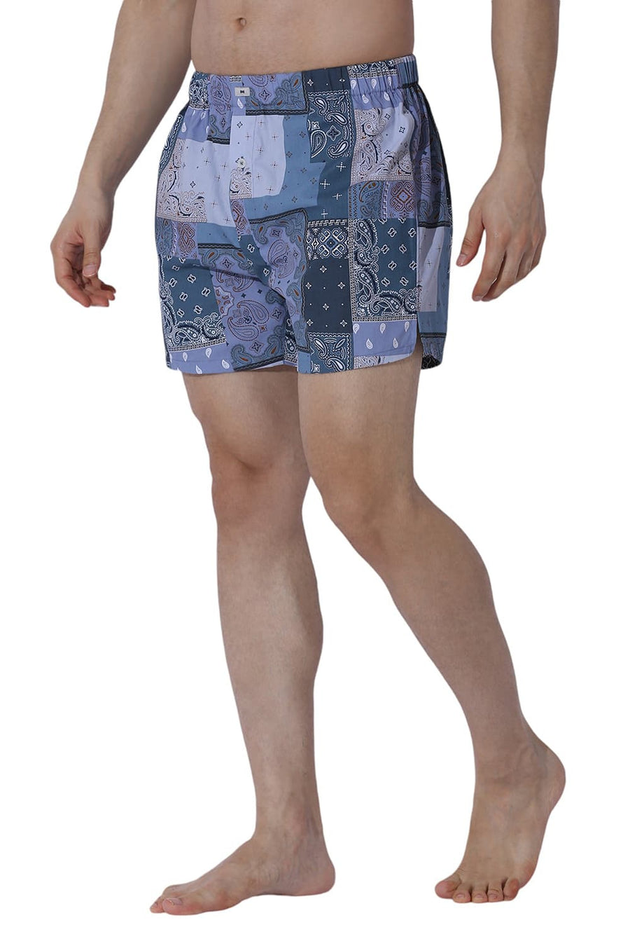 BASICS COMFORT FIT GREY COTTON PRINTED BOXER SHORTS