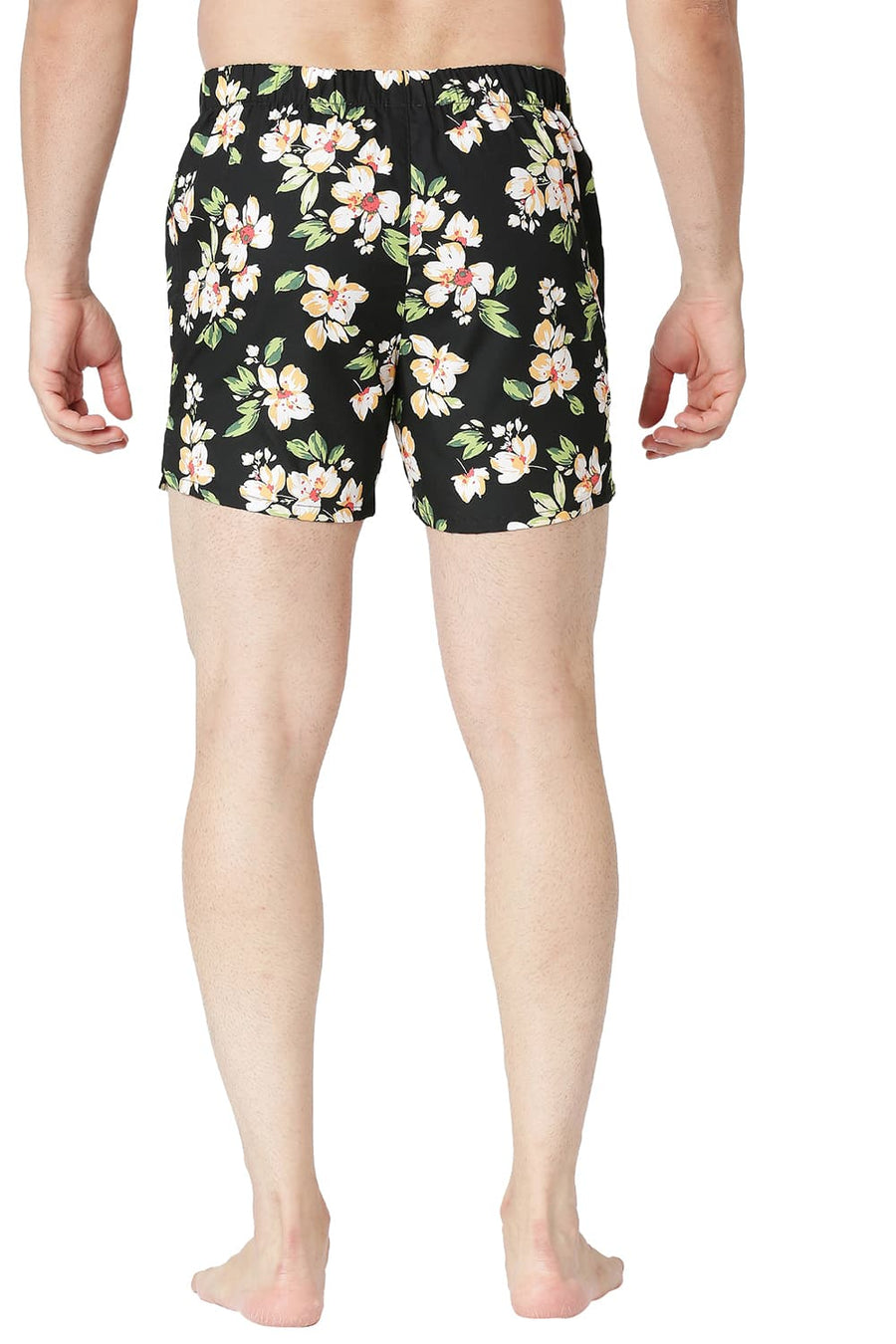 BASICS COMFORT FIT BLACK COTTON PRINTED BOXER SHORTS