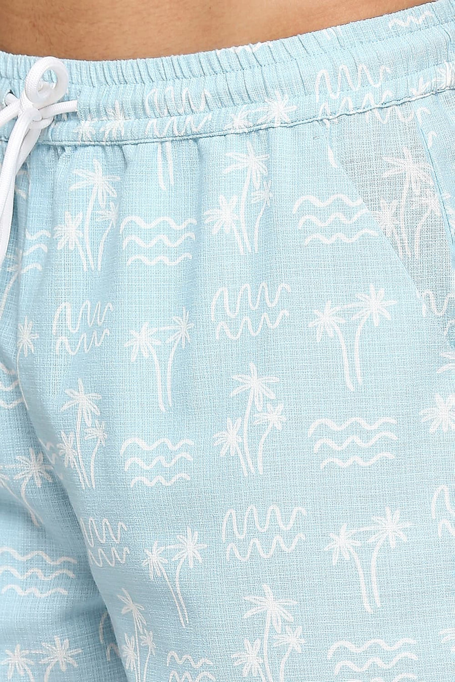 BASICS COMFORT FIT AIR BLUE COTTON DOBBY CO-ORDS SHORTS