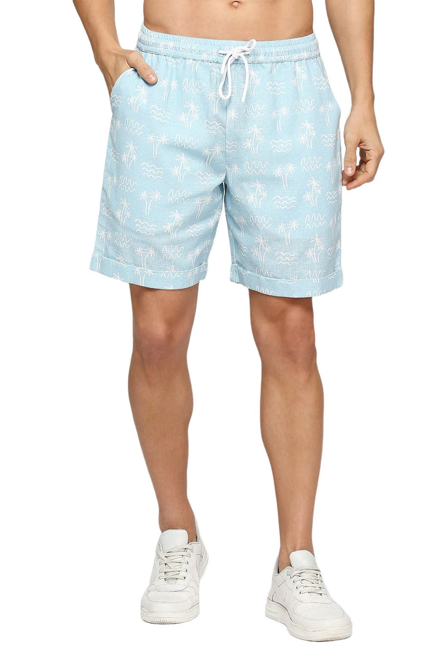 BASICS COMFORT FIT AIR BLUE COTTON DOBBY CO-ORDS SHORTS