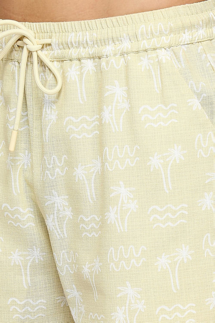 BASICS COMFORT FIT VANILLA BEIGE COTTON DOBBY CO-ORDS SHORTS