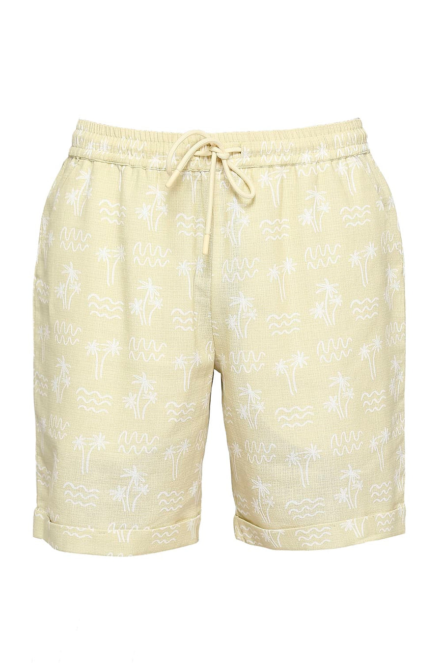 BASICS COMFORT FIT VANILLA BEIGE COTTON DOBBY CO-ORDS SHORTS