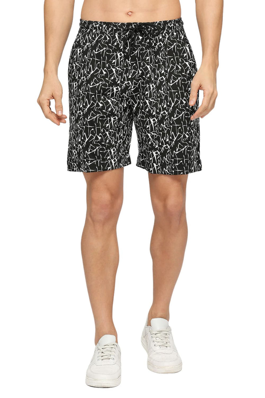 BASICS COMFORT FIT OYSTER BLACK COTTON VISCOSE CO-ORDS SHORTS
