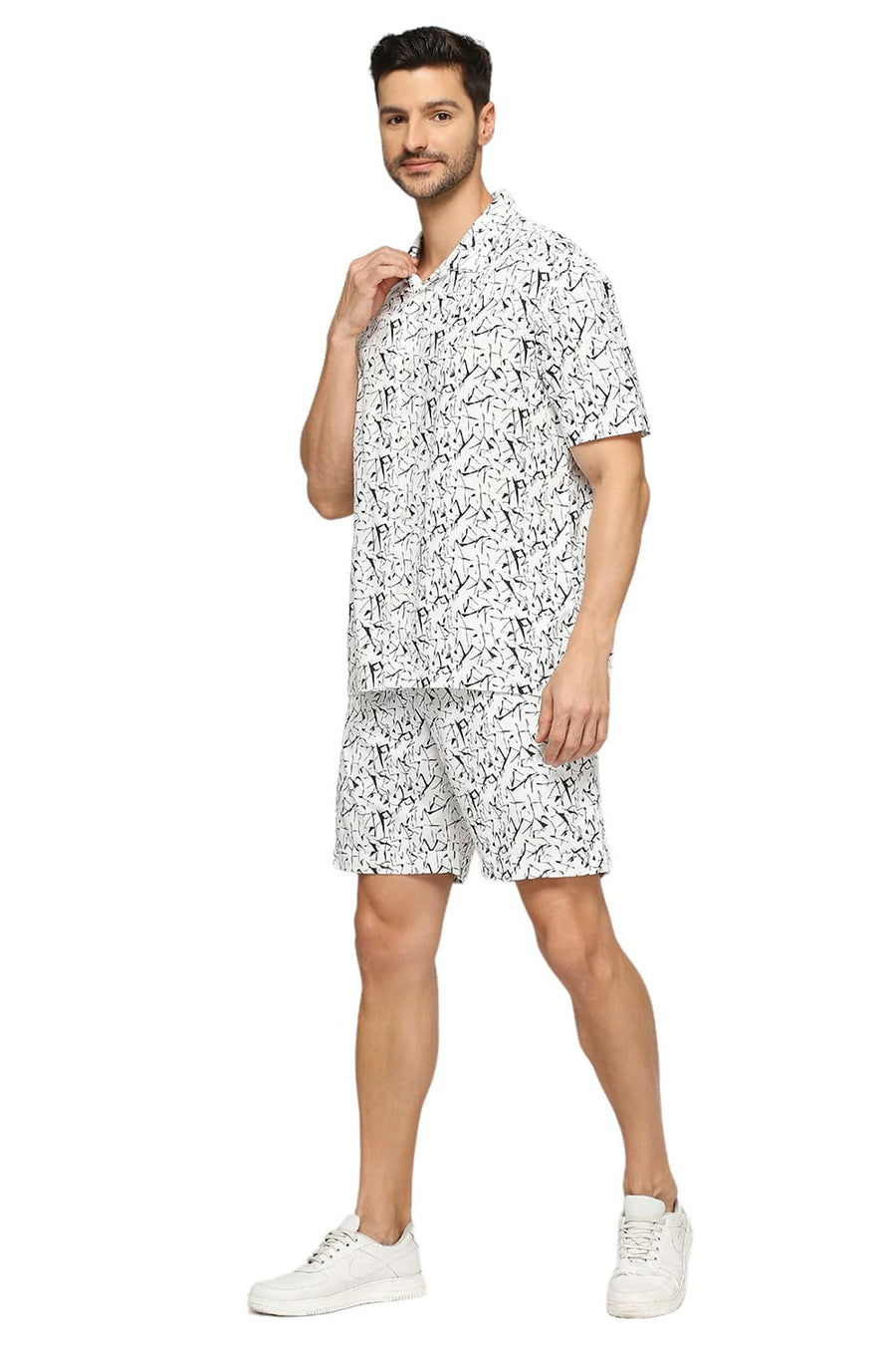 BASICS COMFORT FIT LUCENT WHITE COTTON VISCOSE CO-ORDS SHORTS