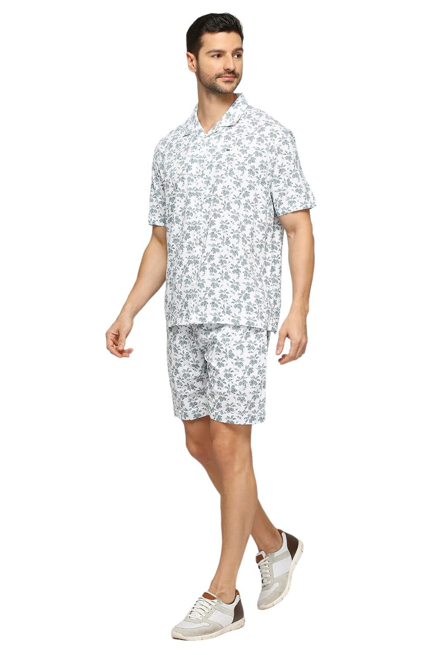 BASICS COMFORT FIT BRIGHT WHITE COTTON VISCOSE CO-ORDS SHORTS
