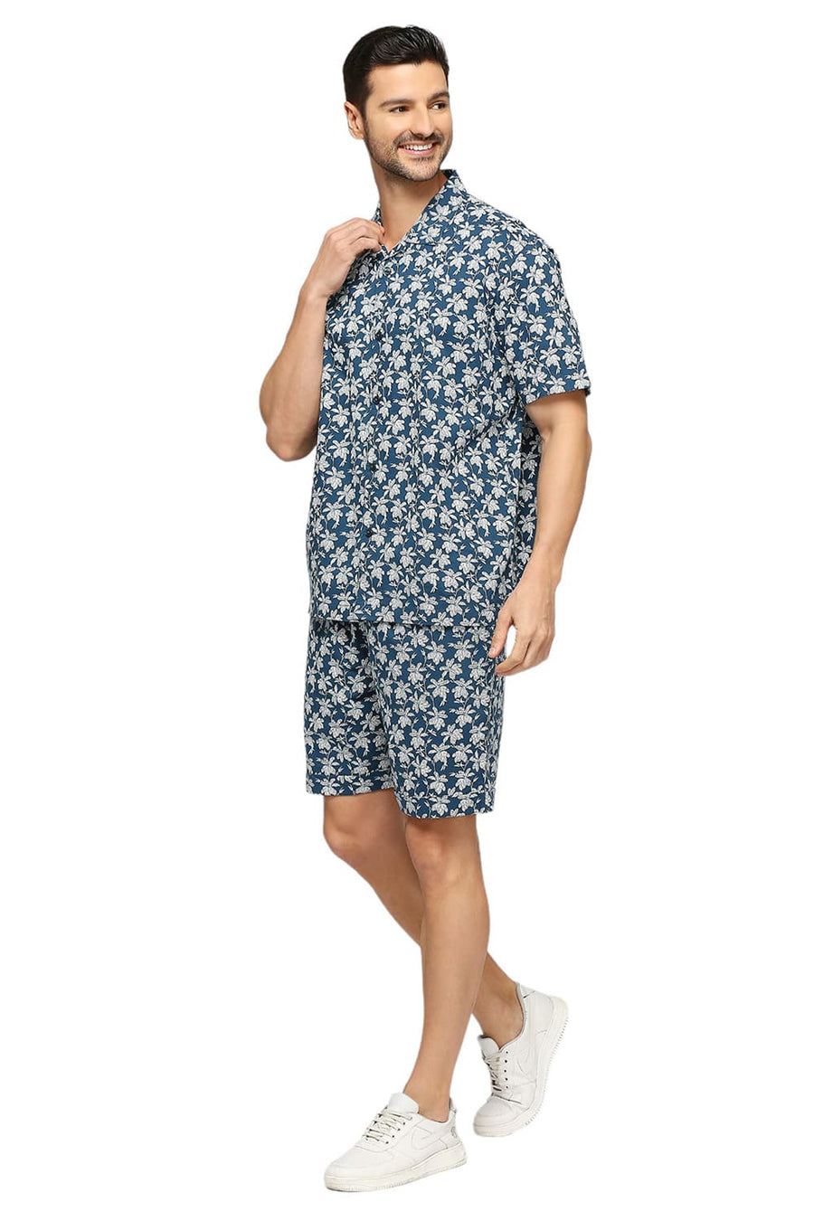 BASICS COMFORT FIT LAKE BLUE COTTON VISCOSE CO-ORDS SHORTS