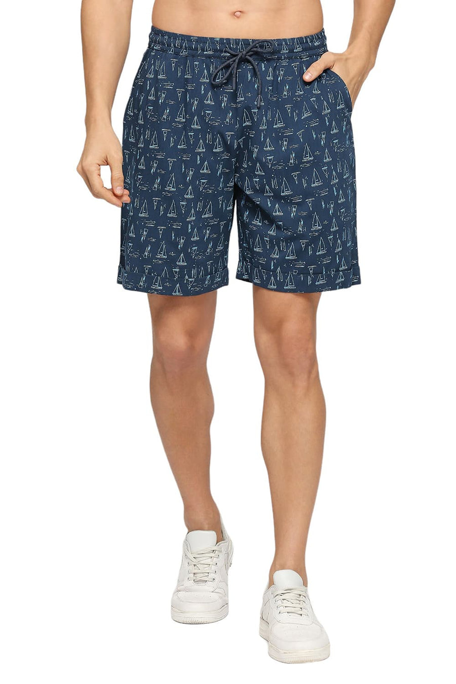 BASICS COMFORT FIT SEAPORT BLUE COTTON VISCOSE CO-ORDS SHORTS