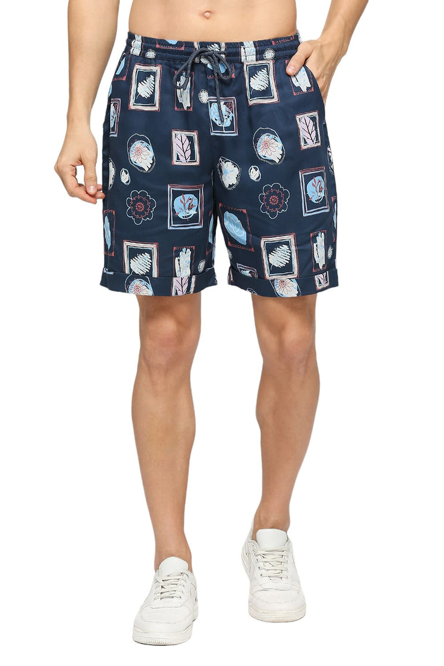BASICS COMFORT FIT MOROCCAN NAVY TENCEL TWILL CO-ORDS SHORTS