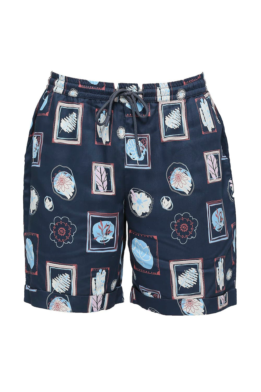 BASICS COMFORT FIT MOROCCAN NAVY TENCEL TWILL CO-ORDS SHORTS