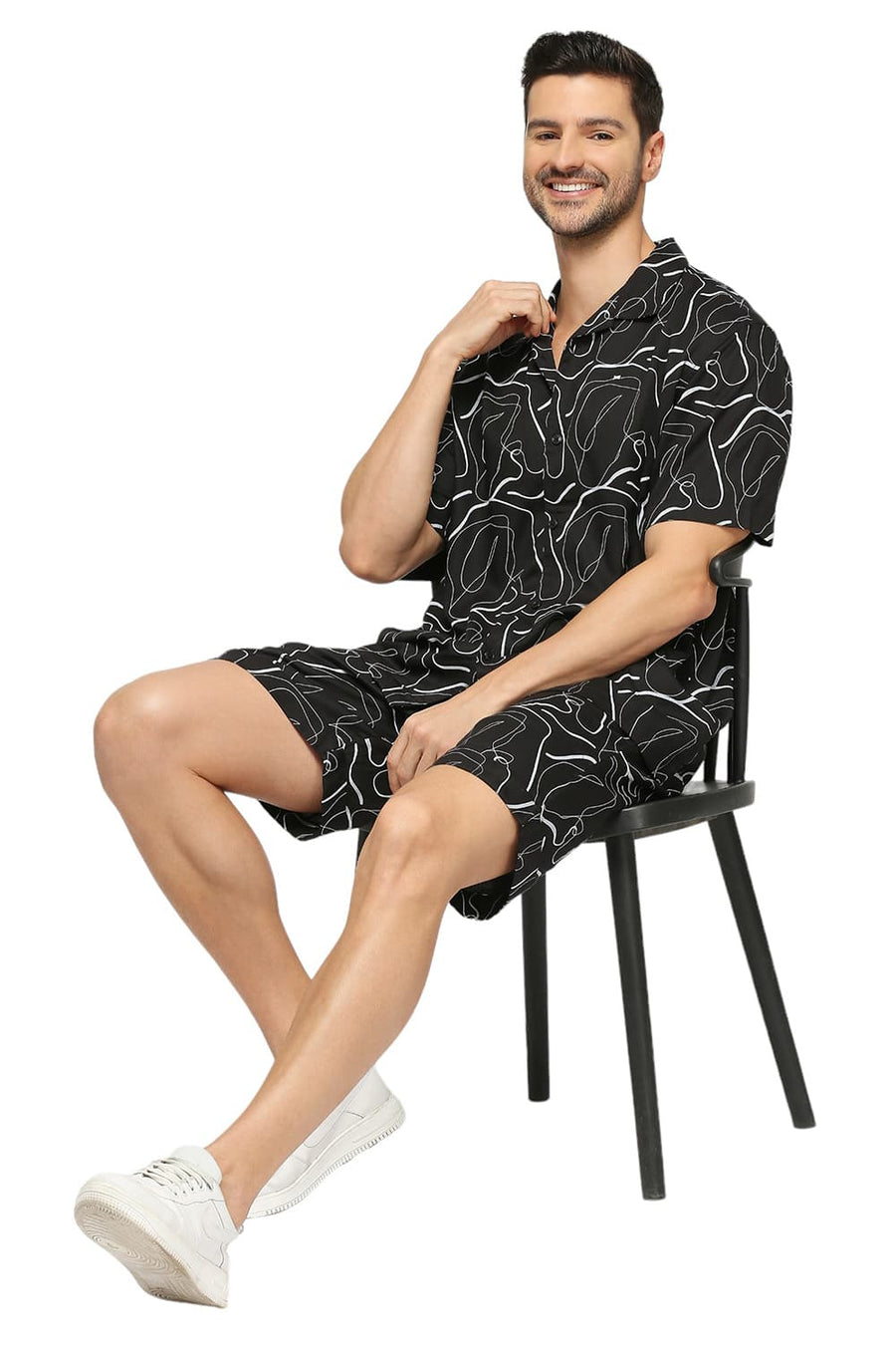 BASICS COMFORT FIT VULCAN BLACK TENCEL TWILL CO-ORDS SHORTS