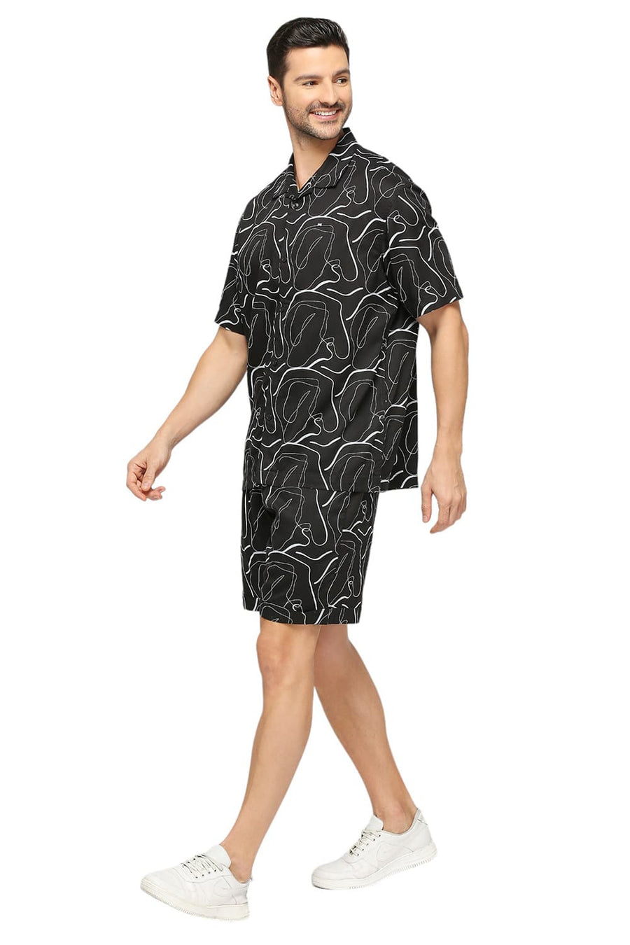 BASICS COMFORT FIT VULCAN BLACK TENCEL TWILL CO-ORDS SHORTS